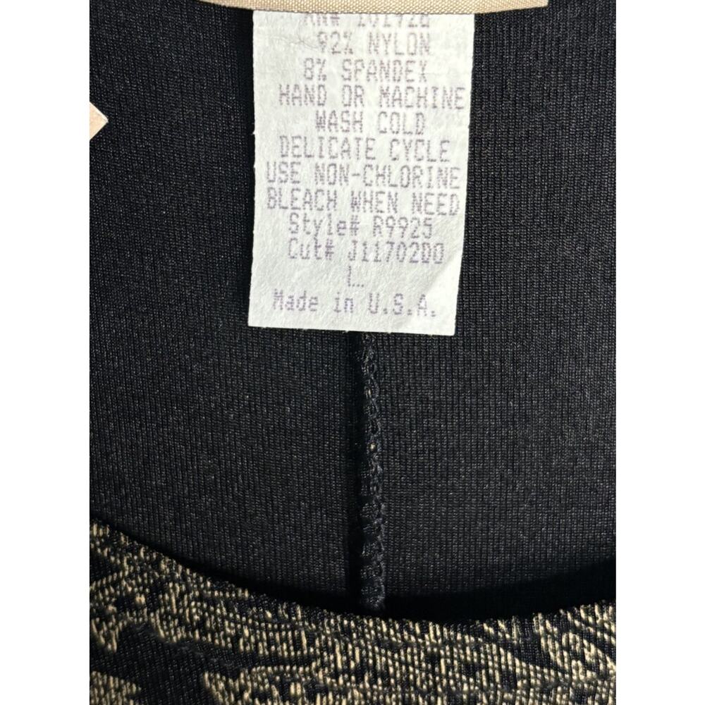 Susan Lawrence Paisley Maxi Dress Size Large Vintage Black Gold Short Sleeve NWT - Picture 5 of 6